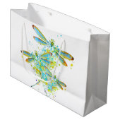 Blauwgroen Dragonfly-spier Groot Cadeauzakje (Voorkant Gekanteld)