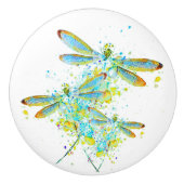 Blauwgroen Dragonfly-spier Keramische Knop (Voorkant)