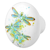 Blauwgroen Dragonfly-spier Keramische Knop (Rechts)