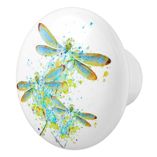 Blauwgroen Dragonfly-spier Keramische Knop (Rechts)