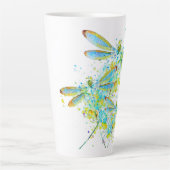 Blauwgroen Dragonfly-spier Latte Mok (Voorkant)