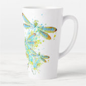 Blauwgroen Dragonfly-spier Latte Mok (Rechts)