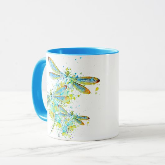 Blauwgroen Dragonfly-spier Mok (Voorkant links)