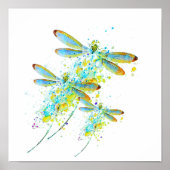 Blauwgroen Dragonfly-spier Poster (Voorkant)