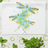 Blauwgroen Dragonfly-spier Theedoek (Gevouwen)