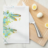 Blauwgroen Dragonfly-spier Theedoek (Quarter Fold)