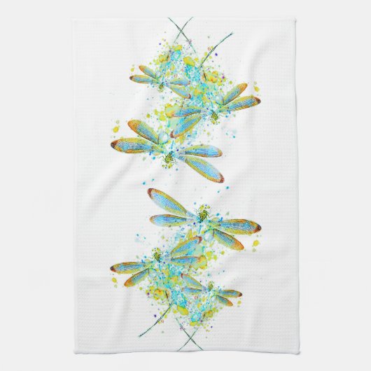 Blauwgroen Dragonfly-spier Theedoek (Verticaal)