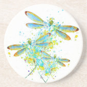 Blauwgroen Dragonfly-spier Zandsteen Onderzetter (Voorkant)