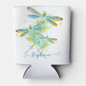 Blauwgroen Dragonfly-splaatstgenoemden gepersonali Blikjeskoeler (Voorkant)