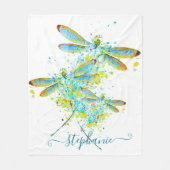 Blauwgroen Dragonfly-splaatstgenoemden gepersonali Fleece Deken (Voorkant)