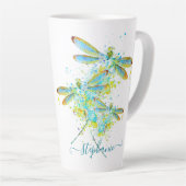 Blauwgroen Dragonfly-splaatstgenoemden gepersonali Latte Mok (Rechterhoek)