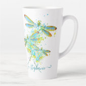 Blauwgroen Dragonfly-splaatstgenoemden gepersonali Latte Mok (Rechts)