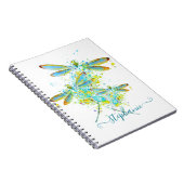 Blauwgroen Dragonfly-splaatstgenoemden gepersonali Notitieboek (Rechterzijde)