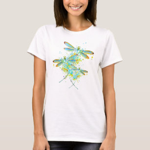 Blauwgroen Dragonfly splaatstt T-Shirt