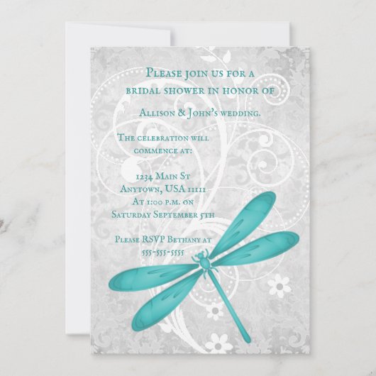 Blauwgroen Dragonfly-Vrijgezellenfeest uitnodigen Kaart (Voorkant)