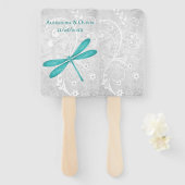 Blauwgroen Dragonfly Weddenschap voor handhand Handwaaier (Voorkant en achterkant)