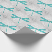 Blauwgroen Dragonfly Weddenwerkpapier Cadeaupapier (Hoek)