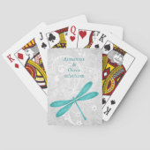 Blauwgroen dragonfly Wedding Favor Card Deck Pokerkaarten (Achterkant)