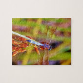 Blauwgroen dragonvlieg op rand legpuzzel (Horizontaal)