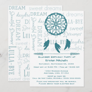 Blauwgroen Dream Catcher Slumber Birthday Party Kaart