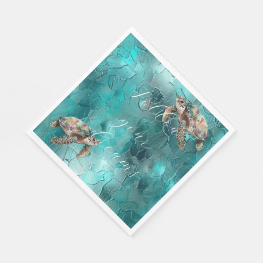 Blauwgroen Dream Zee Schildpadden Servet (Hoek)