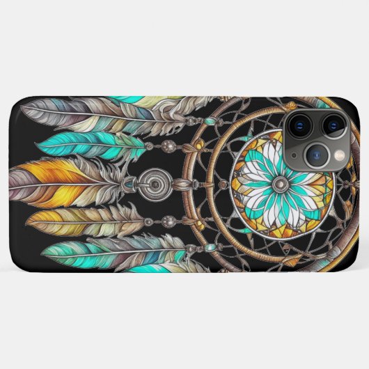 Blauwgroen Dreamcatcher Mystical Boho Feathers en  Case-Mate iPhone Case (Achterkant (horizontaal))