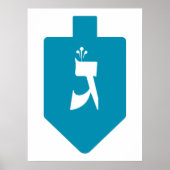 Blauwgroen Dreidel w. Hebreeuwse Letter Gimmel Poster (Voorkant)