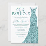 Blauwgroen Dress 40 en Fabulous 40th Birthday Part Kaart<br><div class="desc">Blauwgroen Dress 40- & Fabulous 40th Birthday Party Invitation Variations to the uitnodiging and matching items in onze winkel</div>