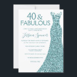 Blauwgroen Dress 40 en Fabulous 40th Birthday Part Kaart<br><div class="desc">Blauwgroen Dress 40- & Fabulous 40th Birthday Party Invitation Variations to the uitnodiging and matching items in onze winkel</div>
