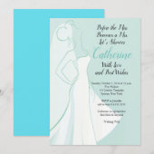 Blauwgroen dress Bridal Shower-uitnodiging Kaart (Voorkant / Achterkant)