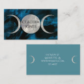 Blauwgroen driedubbel visitekaartje (Voorkant / Achterkant)