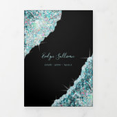 Blauwgroen drieledige brochure met glitter drieluik kaart (Cover)
