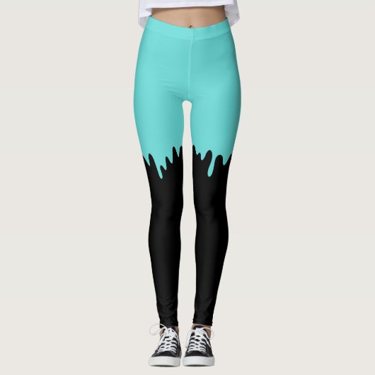 Blauwgroen druipend slijm leggings (Voorkant)
