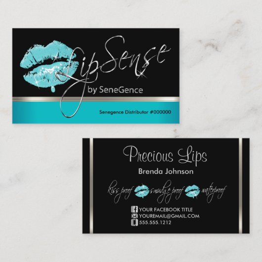 Blauwgroen druppelaar en zilver visitekaartje (Voorkant / Achterkant)