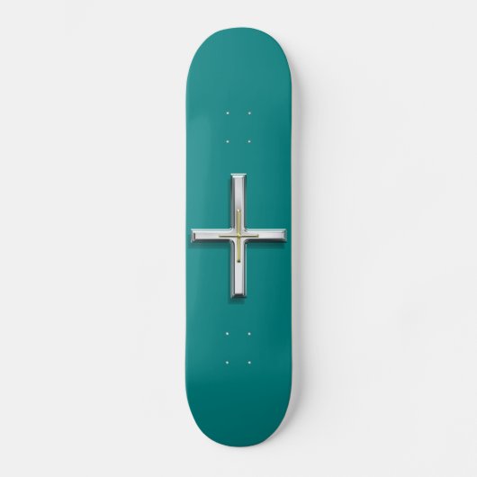 Blauwgroen dubbel cross skateboard (Voorkant)