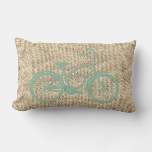 Blauwgroen dubbele decoratieve kussen voor fietsen (Voorkant)