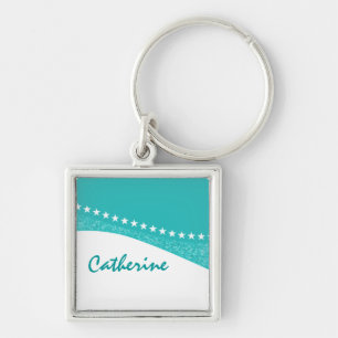 Blauwgroen Duizelende Star Curves Premium Sleutelh Sleutelhanger