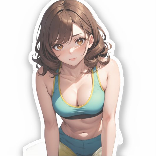 Blauwgroen Dynamo Anime Athlete Sticker (Voorkant)