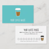 Blauwgroen Editable Coffee House Stamp loyalty (Voorkant / Achterkant)