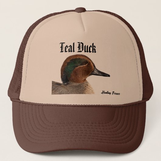 Blauwgroen eendenpet trucker pet (Voorkant)