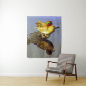 Blauwgroen eendenwandtapijt wandkleed (In situ)