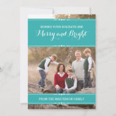 Blauwgroen Eenvoudig Chic Holiday Photo Flat Kaart (Voorkant)