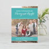 Blauwgroen Eenvoudig Chic Holiday Photo Flat Kaart (Staand voorkant)