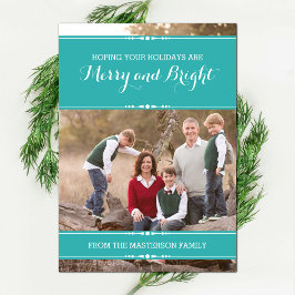 Blauwgroen Eenvoudig Chic Holiday Photo Flat Kaart