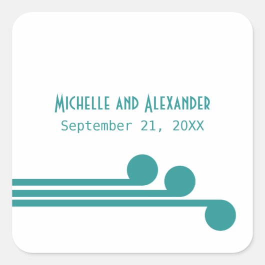 Blauwgroen Eenvoudige Deco Chic Wedding Stickers (Voorkant)