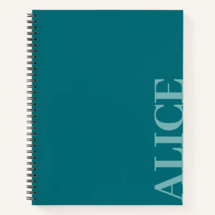 Blauwgroen Eenvoudige Tekststijl Aangepaste Naam Notitieboek