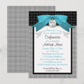 BLAUWGROEN eerste heilige bevestiging uitnodigen Kaart (Voorkant / Achterkant)