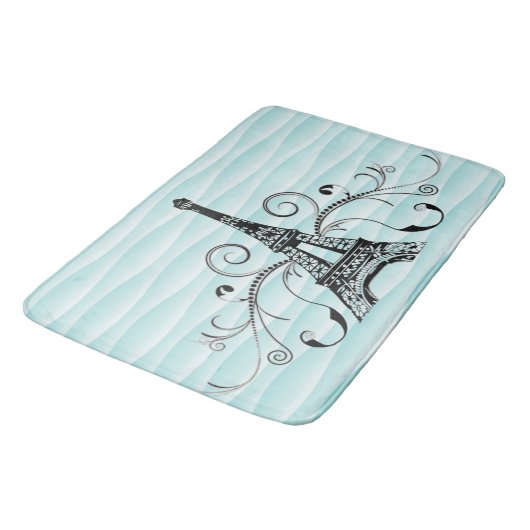 Blauwgroen Eiffel Towel Flourish Bath Mat (Gekanteld)