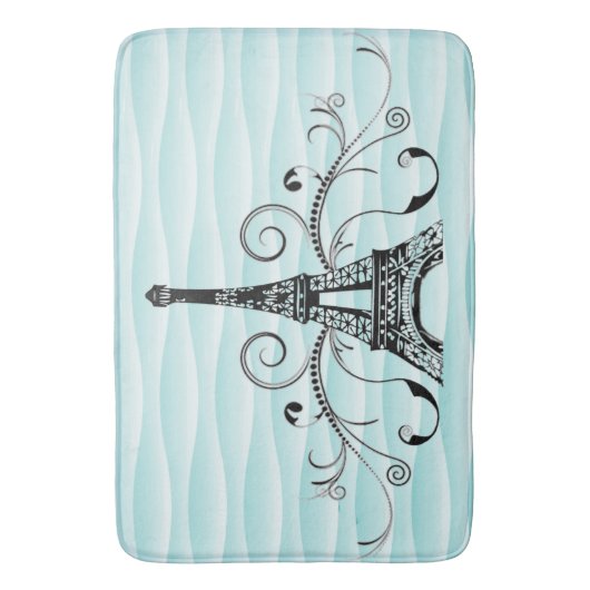 Blauwgroen Eiffel Towel Flourish Bath Mat (Voorkant Verticaal)
