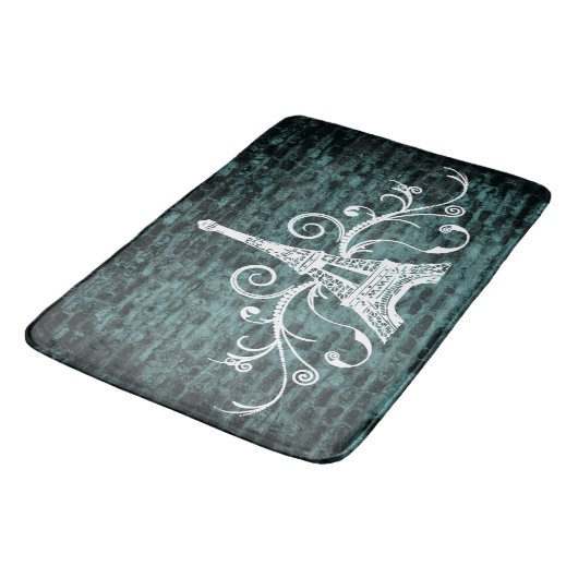Blauwgroen Eiffel Towel Grunge Bath Mat (Gekanteld)